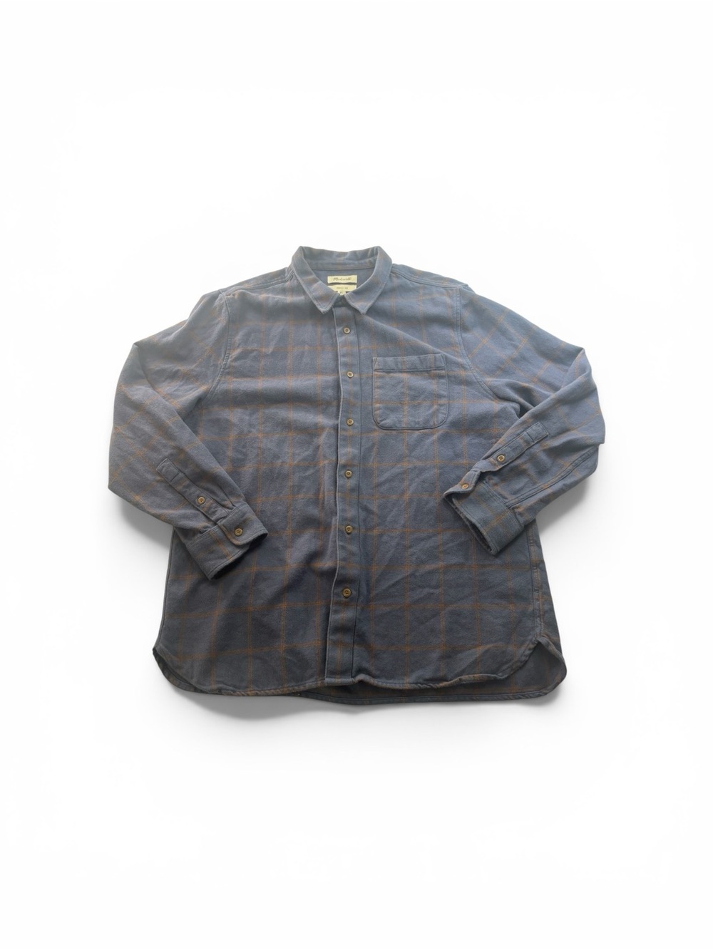 Madewell Perfect Fit Flannel Button Down Shirt Cotton Blue/Brown Plaid Mens XL